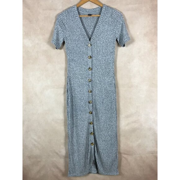 Gray Button-Front Midi Dress NEW Size Small (4) - Picture 2 of 10